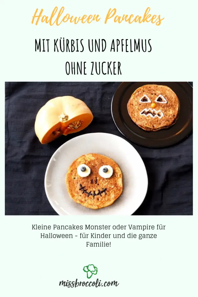 kürbis monster pancakes halloween rezept pfannkuchen kinder foodlbog mamablog einfach lustig apfelmus hero baby